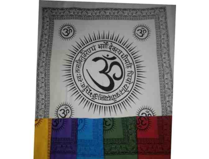 Cotton Om Scarves (set of 3) - White, Purple, Turquoise