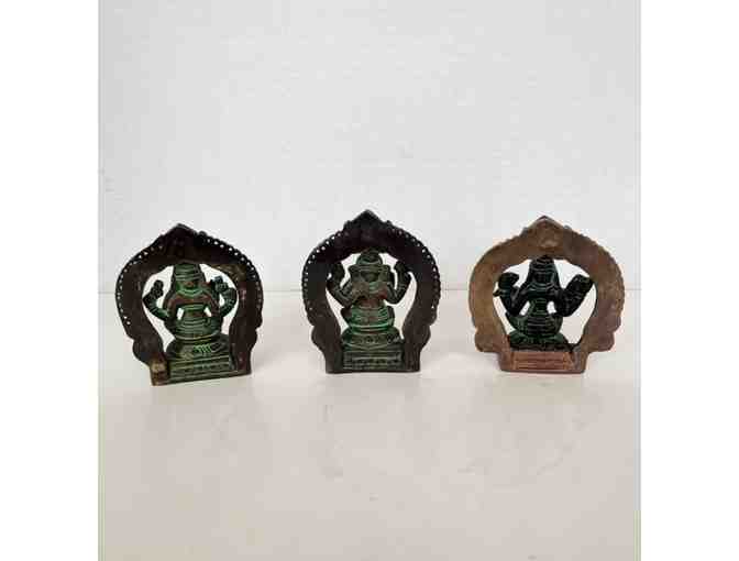 3' Brass Statues of Lakshmi, Saraswati, and Ganesha for your altar