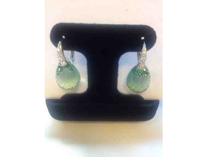 QUARTZ EARRINGS - STERLING SILVER, GREEN QUARTZ & CZ - FROM CLEVES & LONNEMANN JEWELERS