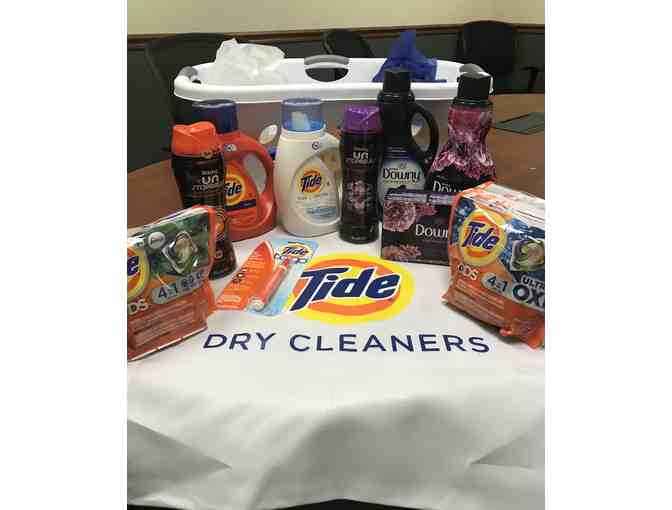 TIDE DRY CLEANERS - LAUNDRY BASKET FULL OF P&G LAUNDRY PRODUCTS