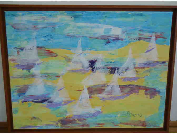 Original Framed Painting of Sailboats by Steven Hayes
