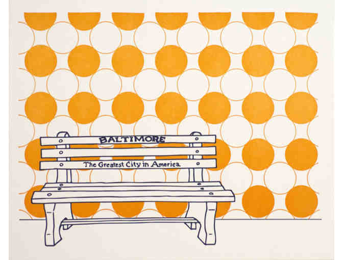 Framed 'Greatest City in America' Bench, Baltimore Letterpress Printed Poster