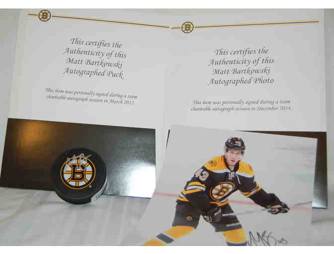 Boston Bruins Matt Bartkowski Autographed Puck and Photo