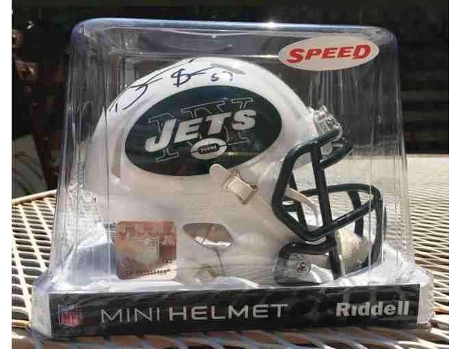 Riddell Mini Jets Football Helmet Autographed by Bart Scott