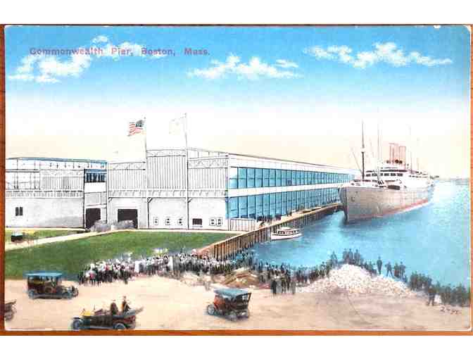 6 1910 Postcard Wharf Navy Yard Lighthouses Pier Boston, Massachusetts