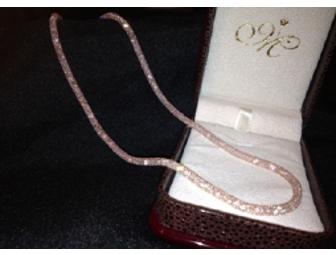 Elegant Italian Silk Sterling Silver Mesh Necklace in 18Kt Rose Gold Finish