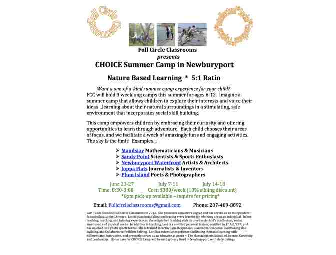 Tuition to CHOICE Summer Camp in Newburyport, MA
