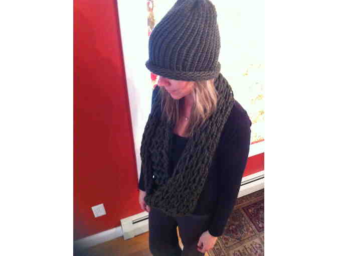 Arm-Knit Scarf and Rolled Brim Hat