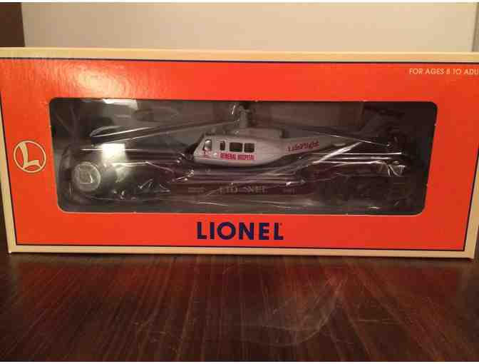 Lionel Aviation Flatcar with General Hospital Ertl Helicopter - New in Box