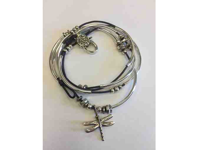 Dragonfly Leather Wrap Bracelet by Lizzy James