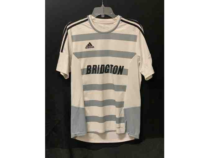 Bridgton #19 White & Gray Soccer Jersey