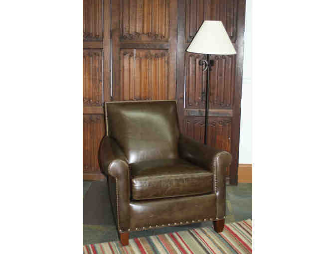 Exquisite Brown Leather Chair by Wesley Hall