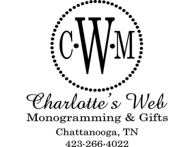 Charlotte's Web $50 gift card in a Navy Beaded Bright Logo Zipper Pouch