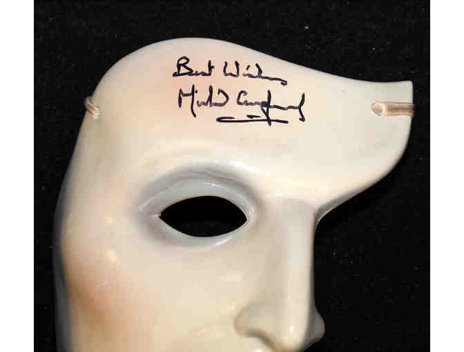 Mounted and framed ceramic The Phantom of the Opera mask signed by Michael Crawford
