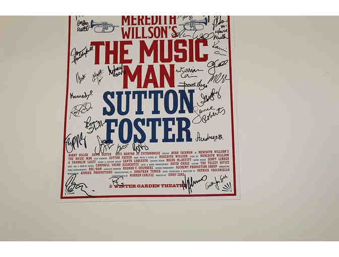Hugh Jackman, Sutton Foster & cast-signed The Music Man Broadway poster