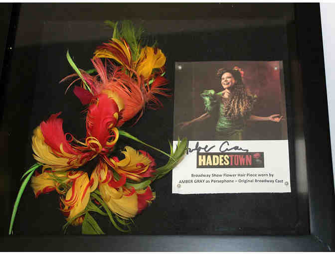 Hadestown Amber Gray stage-worn hair piece & full cast-signed Opening Night Playbill