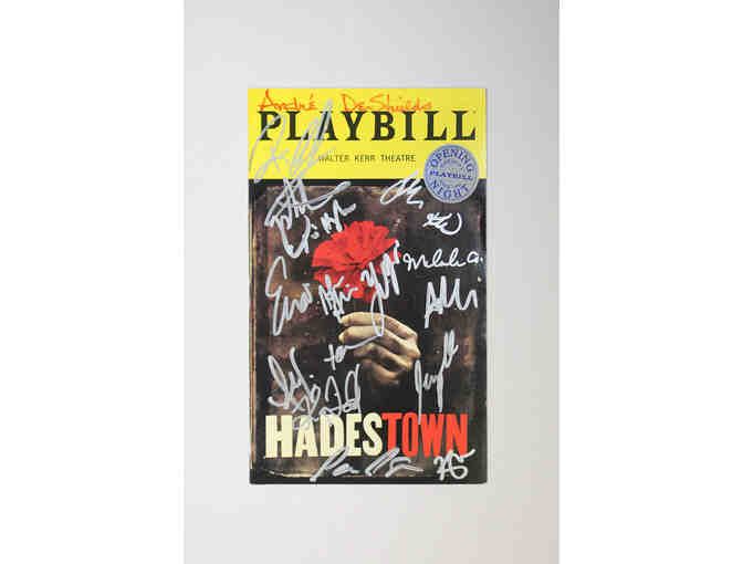 Hadestown Amber Gray stage-worn hair piece & full cast-signed Opening Night Playbill