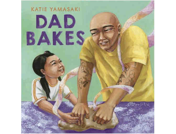 Copies of signed children's books and a print by Katie Yamasaki