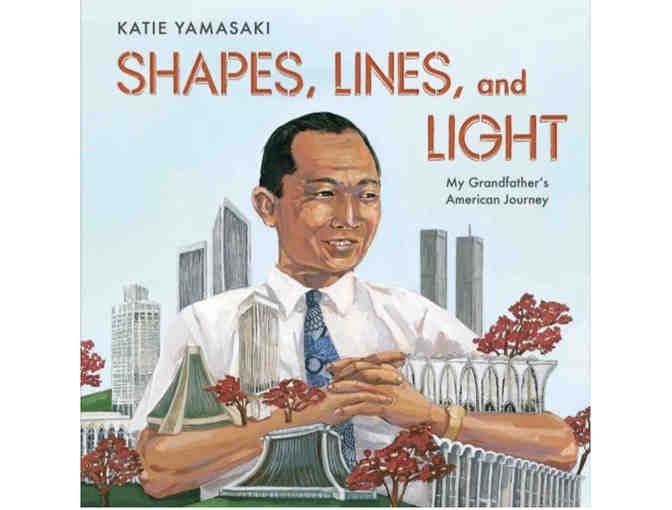 Copies of signed children's books and a print by Katie Yamasaki