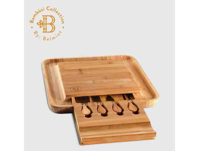 Natural Bamboo Cheese Board & Cutlery Set