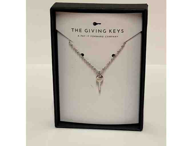 The Giving Keys Silver Small 'Brave' Key on 18' Chain