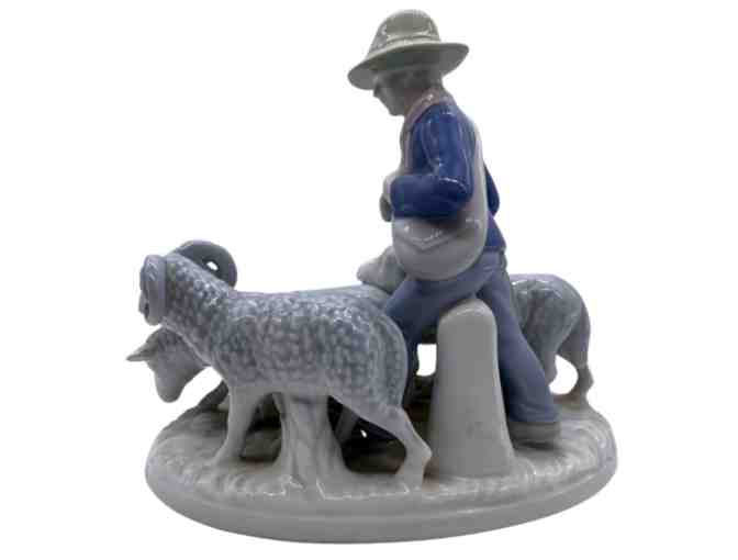 Gerold and Co. Bavaria Porcelain Ceramic Figure 'Sheep Herder with Flock'