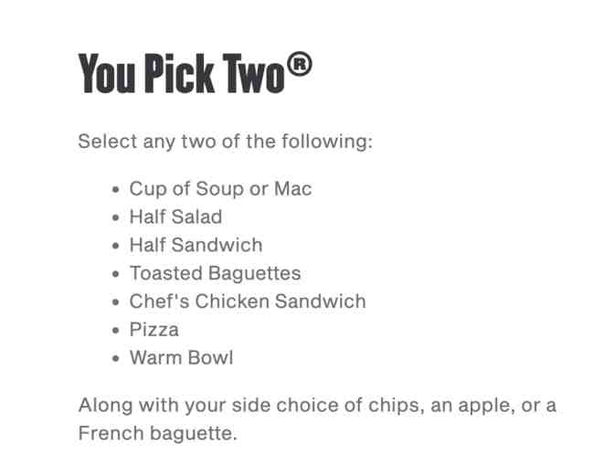 Panera Bread - 'You Pick Two' Meal (Pkg 1)