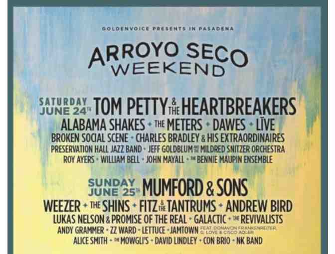 4 VIP Tickets to Arroyo Seco Arts & Music Festival in Pasadena, CA, June 24-25, 2017!