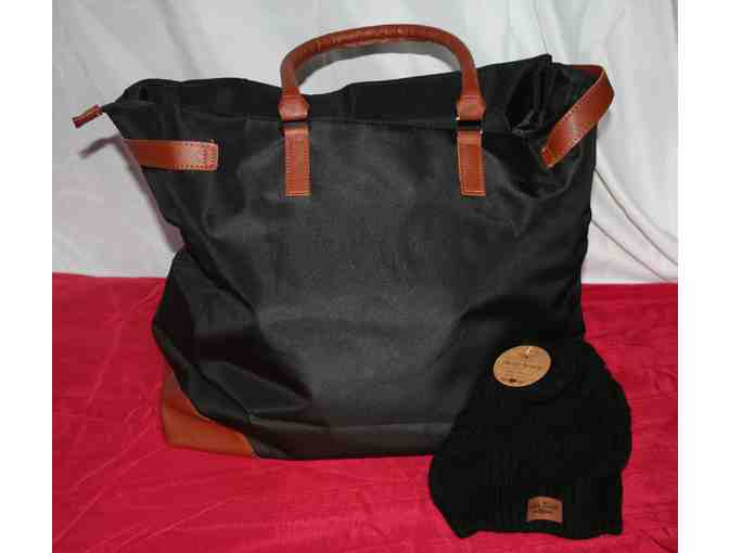 Black Tote with Beanie