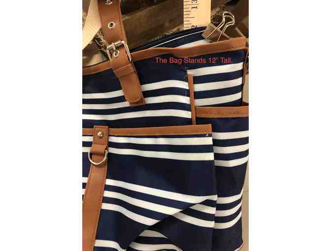 Navy and White Striped Tote