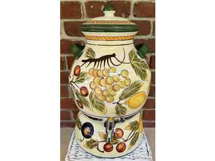 Pre-Owned, Hand-Painted Italian Fruit Drink Dispenser and Bowl by Tabletops Gallery
