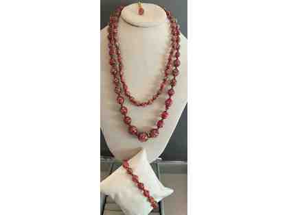 Two Beaded Necklaces and Bracelet Set