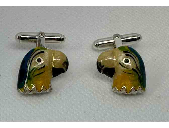 Sterling Silver Cufflinks with Hand Painted Enamel (2 sets!) - Photo 4