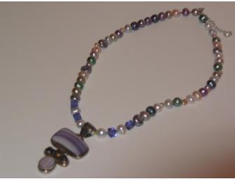 Sterling Silver With Colored and Natural Pearls Necklace