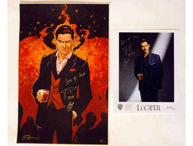 Lucifer 8x10 Headshot & Commissioned 11x17 Fan Art Print Autographed by Tom Ellis