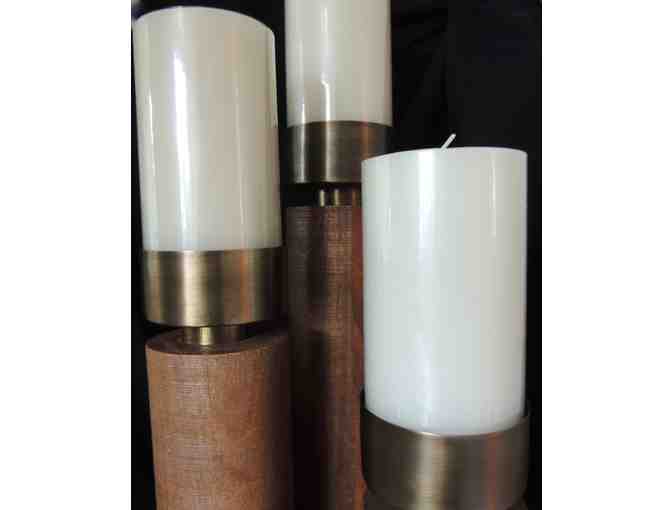 Three Elegant Large Candlesticks with Candles from Marguerites on Dresden