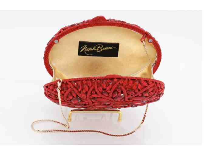 Stunning Natalie Baroni Ruby Jeweled Oval Evening Bag