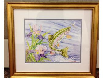 Framed Rainbow Trout Watercolor Print by Michael Simon