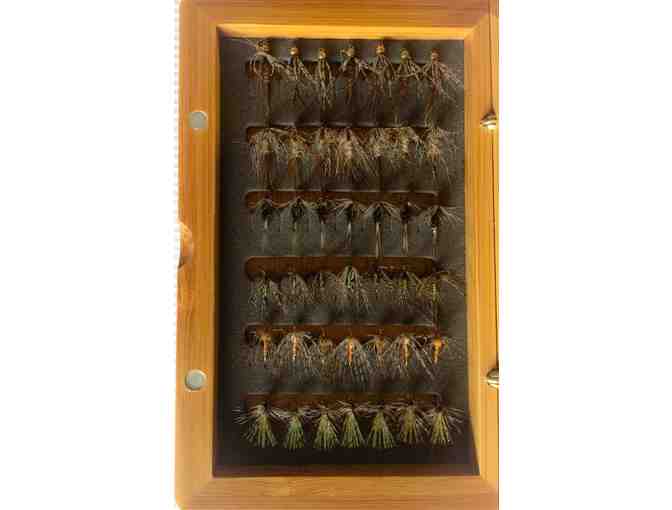 Beautiful Hand Made Bamboo Fly Box full of Trout Flies