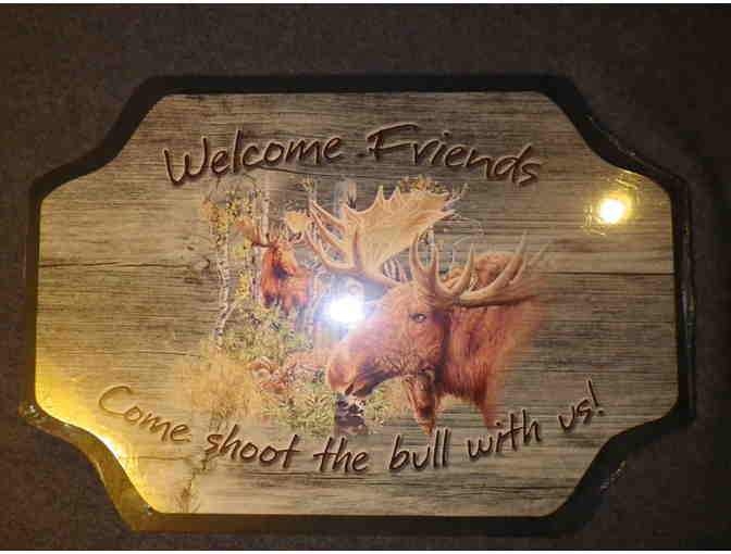 'WELCOME FRIENDS' wood sign