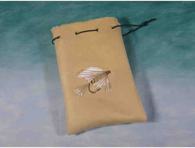 Fly Reel Storage Bag. Faux Shearling Fleece. Hand-sewn.