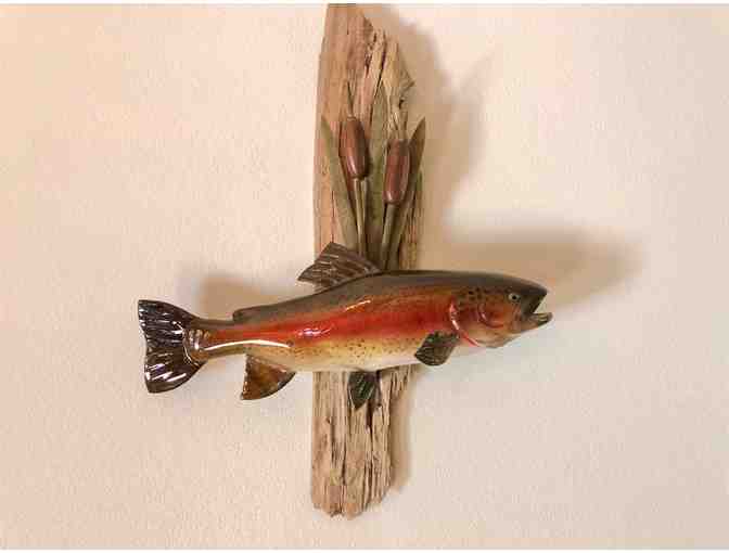 One of a Kind Walnut Hand-Carved and Hand-Painted Cutthroat Trout