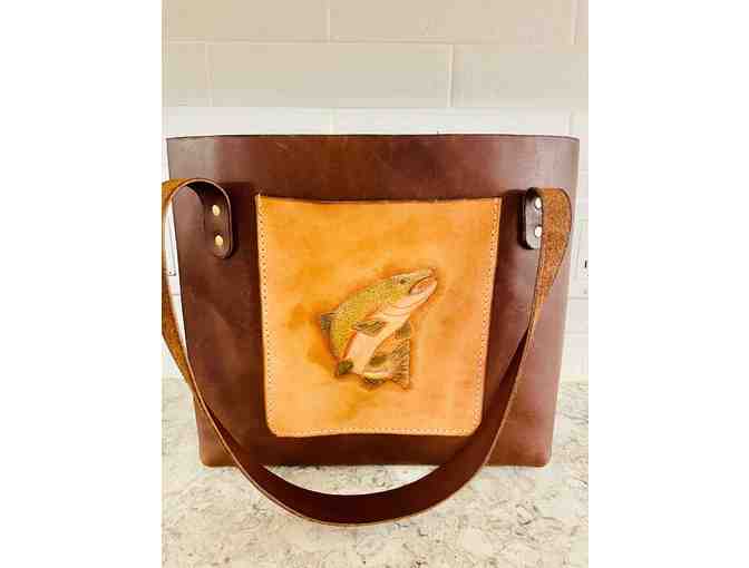 Handmade Soft Leather Tote with Trout