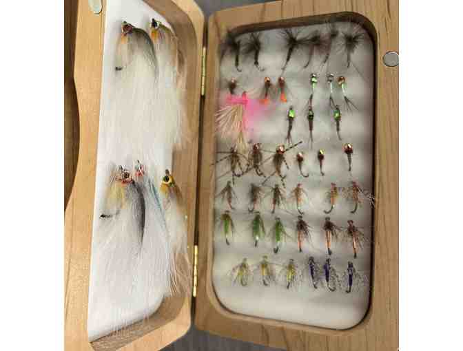 Wood Fly Box with Flies