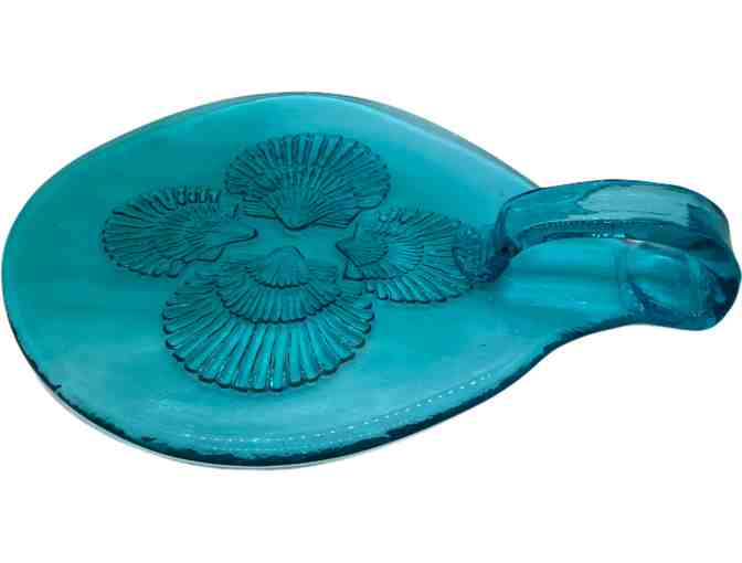 Blue Scallop Glass Plate Serving Set