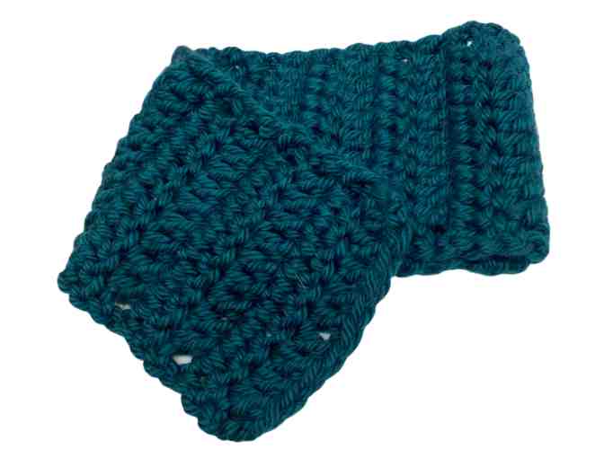 Green-Blue Chunky-Knit Scarf