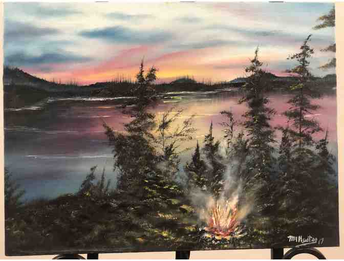 Landscape Painting: Campfire - Beautiful Painting on Canvas Panel