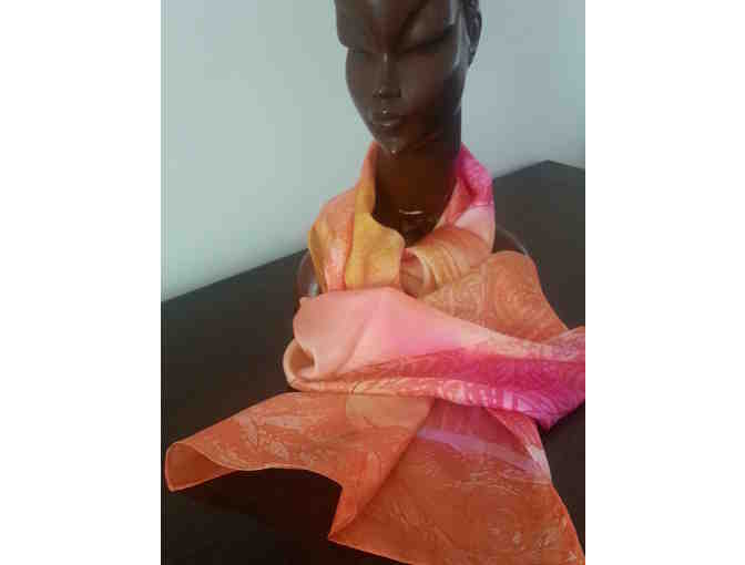 Distinctive Orange and Pink Silk Scarf by Grace-e Designs