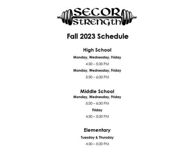 1 Month of Classes at Secor Strength