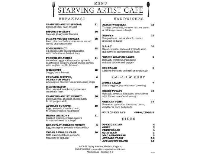 Starving Artist Cafe - Gift Card $25